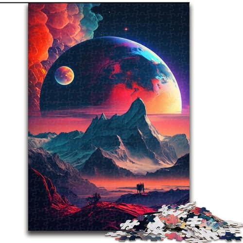 Puzzle mit 1000 Teilen für Erwachsene, Bunte Planeten-Berge, Papp-Puzzle für Erwachsene, anspruchsvolles Denkspiel für Teenager, perfekt als Heimdekoration oder Geschenk (Größe 26x38cm) von WGLINGX