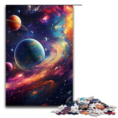 Puzzle mit 1000 Teilen für Erwachsene, Bunte Planeten-Puzzle, Lernspiele helfen dem Gehirn, süchtig machendes Spielzeug zur Förderung der Geduld (Größe 50 x 75 cm) von WGLINGX