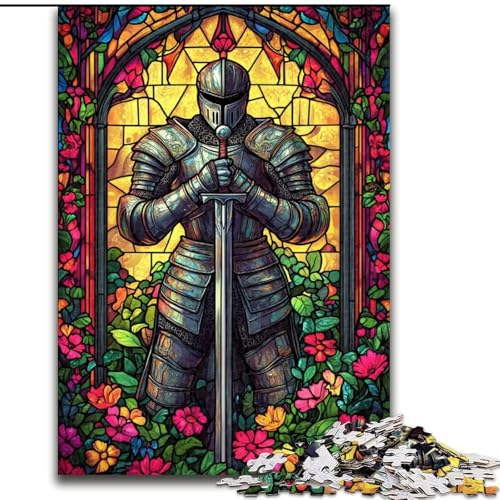 Puzzle mit 1000 Teilen für Erwachsene, Buntglas-Krieger-Puzzle, 1000 Teile für Jugendliche ab 14 Jahren, Heimdekoration (Größe 50x75cm) von WGLINGX