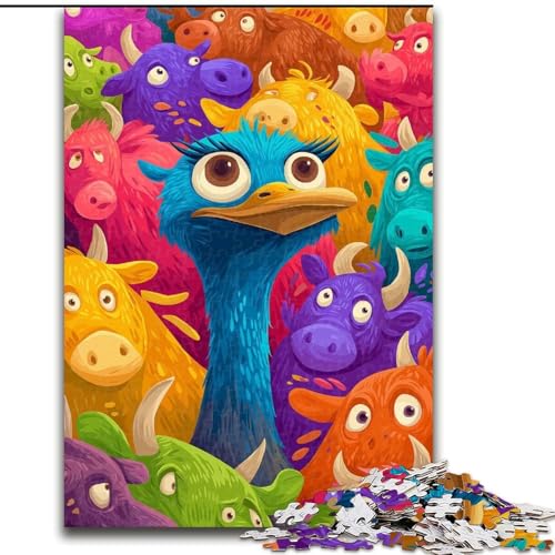Puzzle mit 1000 Teilen für Erwachsene, Cartoon-Flamingo-Puzzle, geeignet für Geburtstage, Halloween, Thanksgiving, Ostern (Größe 50x75cm) von WGLINGX