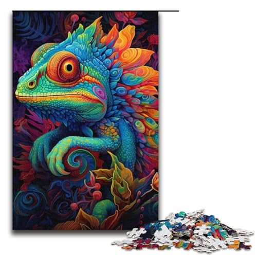 Puzzle mit 1000 Teilen für Erwachsene, Chamäleon-Puzzle, Lernspiele, Geschenkideen für Teenager ab 14 Jahren (Größe 38 x 26 cm) von WGLINGX