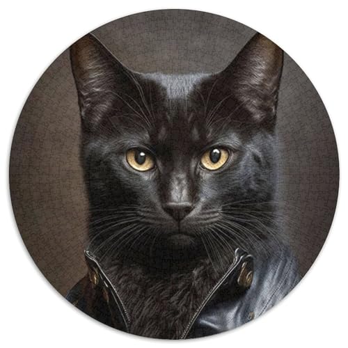 Puzzle mit 1000 Teilen für Erwachsene, Coole Schwarze Katze, anspruchsvolles Puzzle, anspruchsvolles Denkspiel, Spieleabend mit der Familie (67,5x67,5cm) von WGLINGX