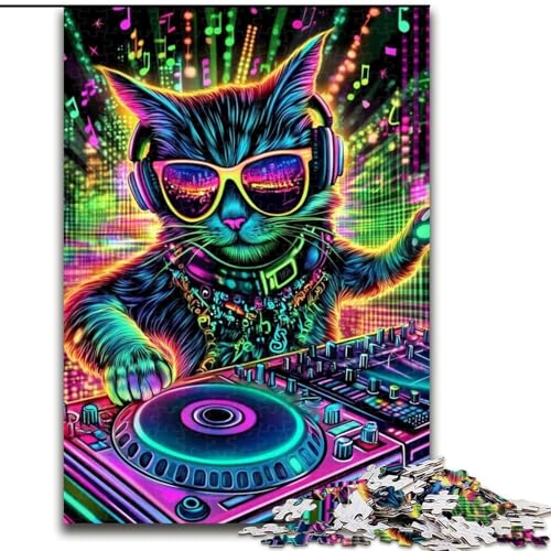 Puzzle mit 1000 Teilen für Erwachsene, DJ Cat Puzzle mit 1000 Teilen für Jugendliche ab 14 Jahren, Heimdekoration (Größe 26x38cm) von WGLINGX