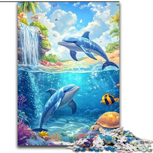 Puzzle mit 1000 Teilen für Erwachsene, Delfin-Puzzles für 1000 Teile, Weihnachten, Halloween, Muttertag, Neujahr, Ostergeschenk (Größe 26x38cm) von WGLINGX