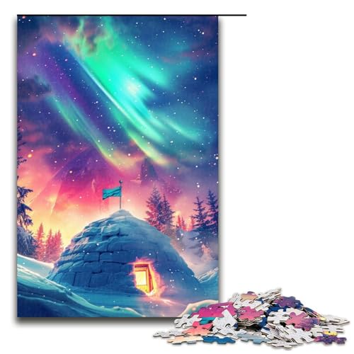 Puzzle mit 1000 Teilen für Erwachsene, Eisschlösser unter der Aurora Borealis, als Geschenk, Zeitvertreib zu Hause für Teenager ab 14 Jahren (Größe 50 x 75 cm) von WGLINGX