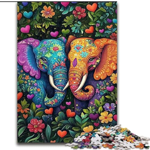 Puzzle mit 1000 Teilen für Erwachsene, Elefantenpaar, 1000-teiliges Puzzle, Heimdekoration, Familienspaß, ab 14 Jahren (Größe 50x75cm) von WGLINGX