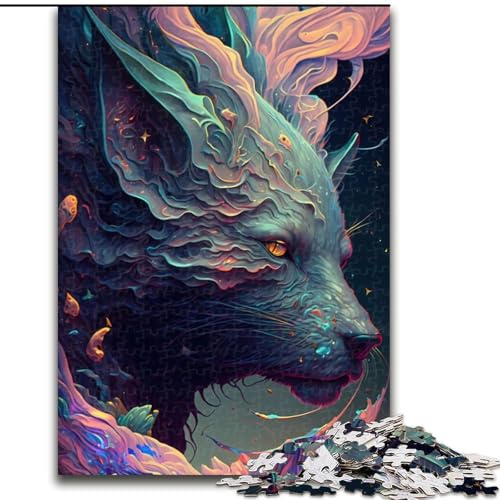 Puzzle mit 1000 Teilen für Erwachsene, Ethereal Wolf, Puzzle für Erwachsene, 1000 Teile, anspruchsvolles Denkspiel für Teenager, perfekt als Heimdekoration oder Geschenk, Größe 26x38cm von WGLINGX