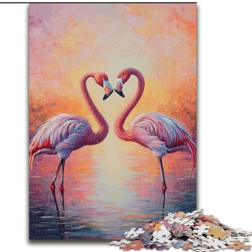 Puzzle mit 1000 Teilen für Erwachsene, Flamingo-Paar-Puzzle, geeignet für Geburtstage, Halloween, Thanksgiving, Ostern (Größe 50x75cm) von WGLINGX