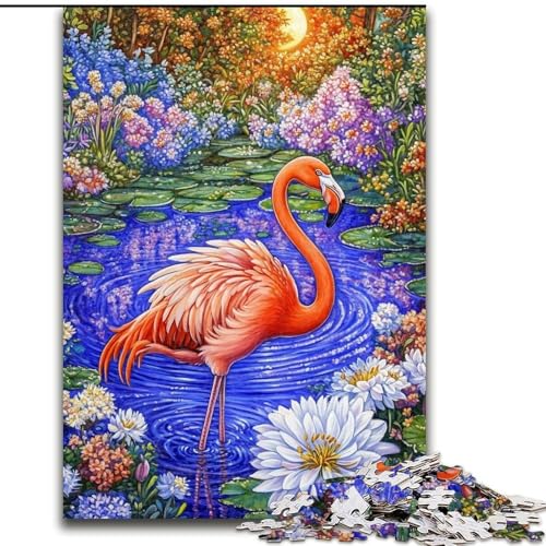 Puzzle mit 1000 Teilen für Erwachsene, Flamingo-Puzzle für Erwachsene, interaktives Familienspiel, geeignet für Kinder ab 14 Jahren (Größe 26x38cm) von WGLINGX