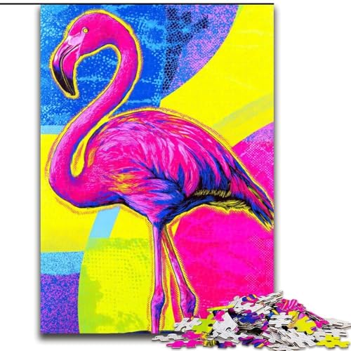 Puzzle mit 1000 Teilen für Erwachsene, Flamingo-Puzzle mit 1000 Teilen, Heimdekoration, Familienspaß, ab 14 Jahren (Größe 50x75cm) von WGLINGX