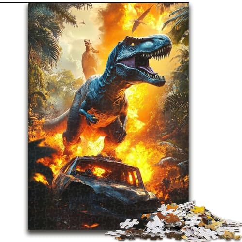 Puzzle mit 1000 Teilen für Erwachsene, Flammen-Dinosaurier-Puzzle, 1000 Teile für Jugendliche ab 14 Jahren, Heimdekoration (Größe 26x38cm) von WGLINGX