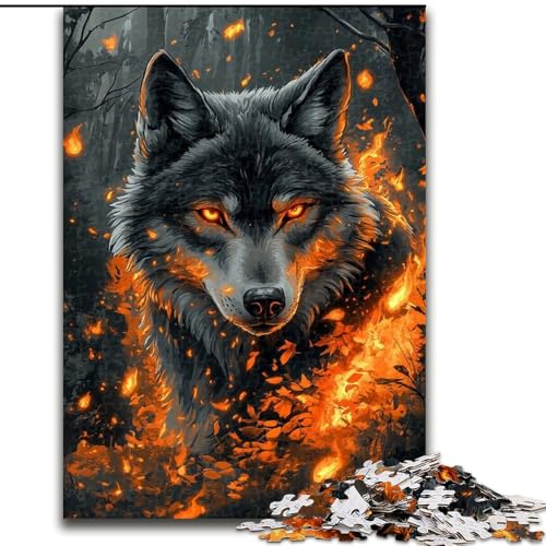 Puzzle mit 1000 Teilen für Erwachsene, Flammenwolf, 1000-teiliges Puzzle, Lernspielzeug (Größe 50x75cm) von WGLINGX