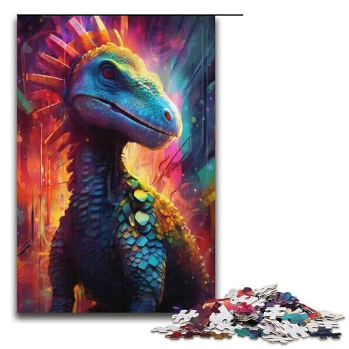 Puzzle mit 1000 Teilen für Erwachsene, Gallimimus-Dinosaurier-Puzzle, Lernspiele, Staycation-Zeitvertreib für Teenager ab 14 Jahren (Größe 38 x 26 cm) von WGLINGX
