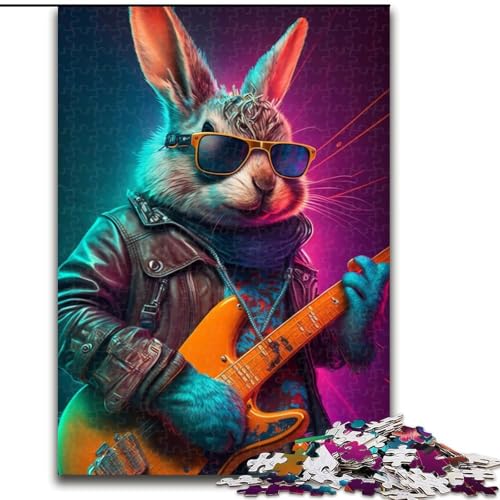 Puzzle mit 1000 Teilen für Erwachsene, Gitarren-Kaninchen-Puzzle, 1000 Teile für Erwachsene, spannende Aktivität für den Spieleabend mit der Familie (Größe 26x38cm) von WGLINGX