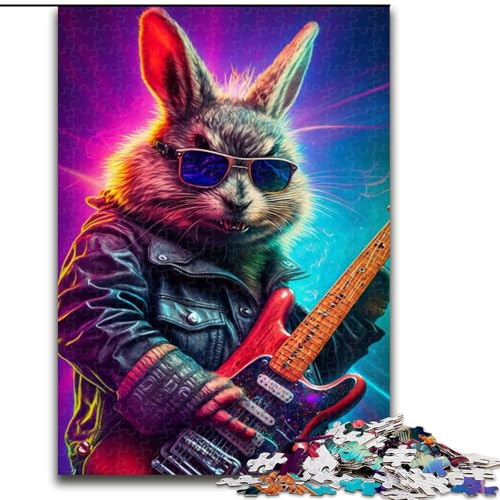 Puzzle mit 1000 Teilen für Erwachsene, Gitarren-Kaninchen-Puzzle, 1000 Teile für Erwachsene, spannende Aktivität für den Spieleabend mit der Familie (Größe 50x75cm) von WGLINGX