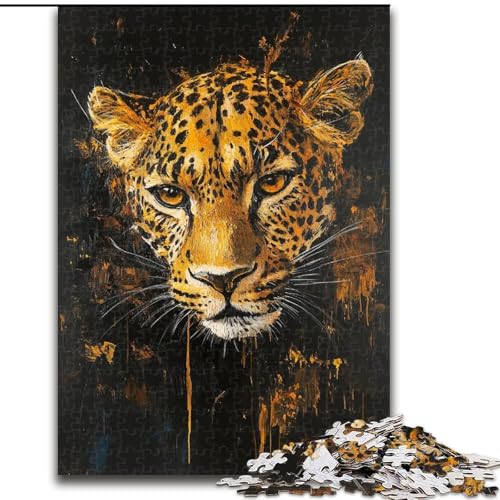 Puzzle mit 1000 Teilen für Erwachsene, Goldener Leopard, Puzzle für Erwachsene, 1000 Teile, anspruchsvolles Denkspiel für Teenager, Familienspaß, DIY-Heimdekor-Geschenk (Größe 50x75cm) von WGLINGX
