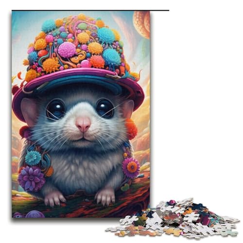 Puzzle mit 1000 Teilen für Erwachsene, Hamster-Puzzle, Denkspiel, Weihnachts- und Geburtstagsgeschenk (Größe 38 x 26 cm) von WGLINGX