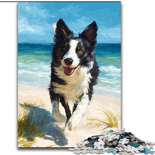 Puzzle mit 1000 Teilen für Erwachsene, Happy Border Collie, geeignet für Geburtstage, Halloween, Thanksgiving, Ostern (Größe 50x75cm) von WGLINGX