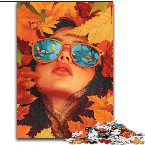 Puzzle mit 1000 Teilen für Erwachsene, Herbstmädchen-Puzzle, geeignet für Geburtstage, Halloween, Thanksgiving, Ostern (Größe 26x38cm) von WGLINGX