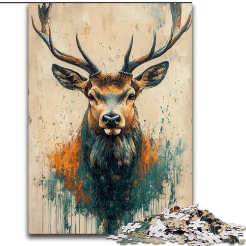 Puzzle mit 1000 Teilen für Erwachsene, Hirsch in Bergen und Flüssen, 1000-teiliges Puzzle, anspruchsvolles DIY-Denkspiel, interaktive Familienaktivität (Größe 50x75cm) von WGLINGX