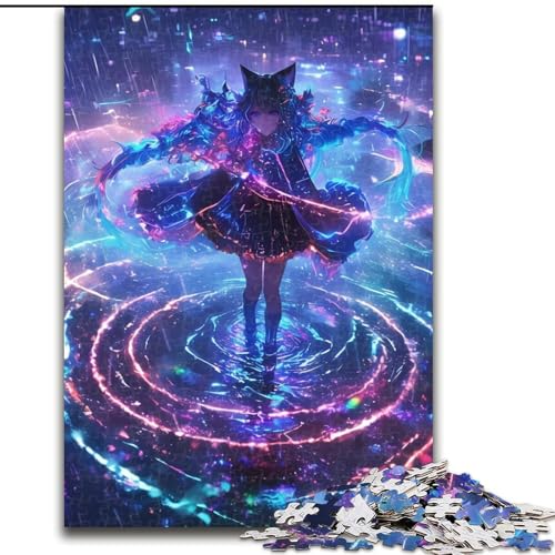 Puzzle mit 1000 Teilen für Erwachsene, Japanisches Anime-Mädchen, 1000-teiliges Puzzle, Familieninteraktion und lustiges Geschenk, lebendiges abstraktes Design (Größe 26x38cm) von WGLINGX