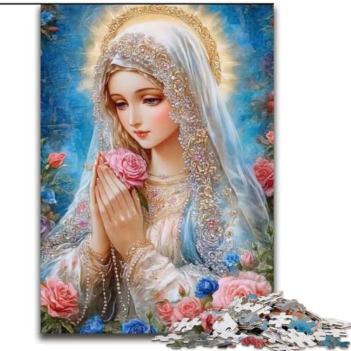 Puzzle mit 1000 Teilen für Erwachsene, Jungfrau Maria, Puzzle für Erwachsene, 1000 Teile für Geburtstage, Feiertage und besondere Anlässe (Größe 26x38cm) von WGLINGX