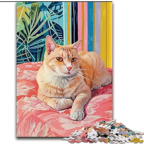Puzzle mit 1000 Teilen für Erwachsene, Katze liegt auf dem Sofa, 1000-teiliges Puzzle, anspruchsvolles DIY-Denkspiel, interaktive Familienaktivität (Größe 26x38cm) von WGLINGX