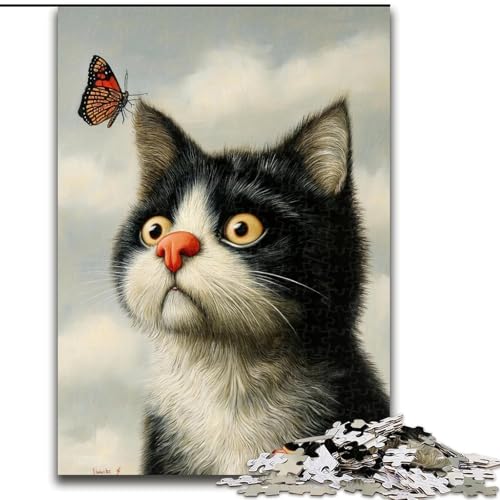 Puzzle mit 1000 Teilen für Erwachsene, Katzen- und Schmetterlingspuzzle, geeignet für Geburtstage, Halloween, Thanksgiving, Ostern (Größe 26x38cm) von WGLINGX