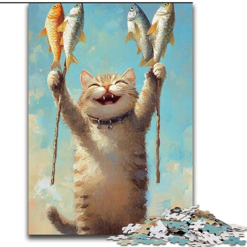 Puzzle mit 1000 Teilen für Erwachsene, Katzenangeln, Puzzle mit 1000 Teilen für Jugendliche ab 14 Jahren, Heimdekoration (Größe 26x38cm) von WGLINGX