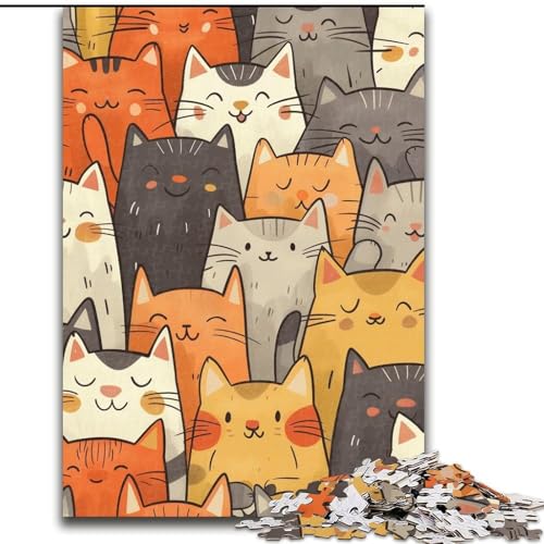Puzzle mit 1000 Teilen für Erwachsene, Katzenkunst-Puzzles 1000 Teile für Erwachsene, Weihnachten, Halloween, Muttertag, Neujahr, Ostergeschenk (Größe 26x38cm) von WGLINGX