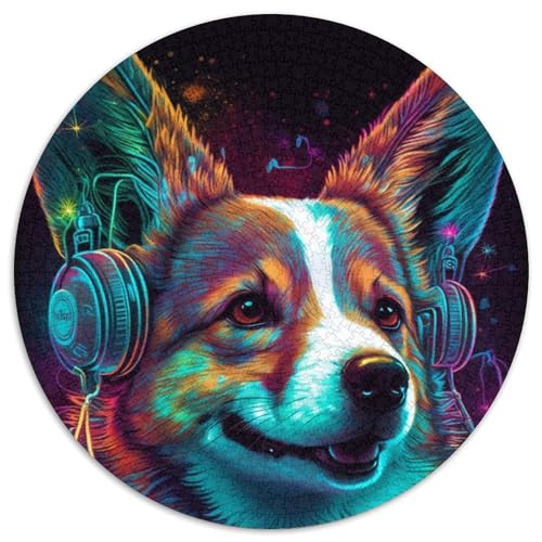 Puzzle mit 1000 Teilen für Erwachsene, Kopfhörer-Corgi-Puzzles für Erwachsene, ideal als Dekoration für Zuhause und Büro, Geburtstag (67,5x67,5cm) von WGLINGX