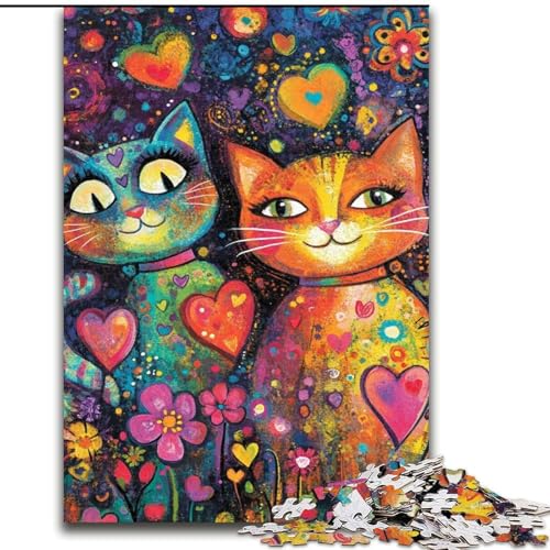 Puzzle mit 1000 Teilen für Erwachsene, Kunst-Katzen-Puzzle, geeignet für Geburtstage, Halloween, Thanksgiving, Ostern (Größe 50x75cm) von WGLINGX