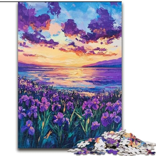 Puzzle mit 1000 Teilen für Erwachsene, Lila Nachthimmel, Puzzle für Erwachsene, 1000 Teile, anspruchsvolles Denkspiel für Teenager, Familienspaß, DIY-Heimdekor-Geschenk (Größe 26x38cm) von WGLINGX