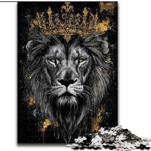 Puzzle mit 1000 Teilen für Erwachsene, Löwe mit Krone, geeignet für Geburtstage, Halloween, Thanksgiving, Ostern (Größe 26x38cm) von WGLINGX