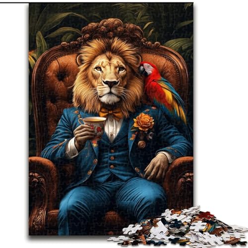 Puzzle mit 1000 Teilen für Erwachsene, Löwe sitzt auf dem Sofa, geeignet für Geburtstage, Halloween, Thanksgiving, Ostern (Größe 26x38cm) von WGLINGX