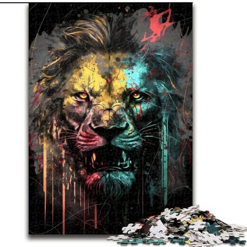 Puzzle mit 1000 Teilen für Erwachsene, Löwen malen, Puzzle für Erwachsene, Geburtstage, Feiertage, Weltraumparty-Dekorationen (Größe 50x75cm) von WGLINGX