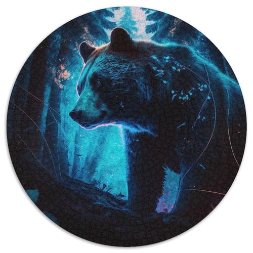 Puzzle mit 1000 Teilen für Erwachsene, Lumos Bears, rundes Papierpuzzle, Denkspiel, interaktives Familienspiel, geeignet für Kinder ab 14 Jahren (67,5 x 67,5 cm) von WGLINGX
