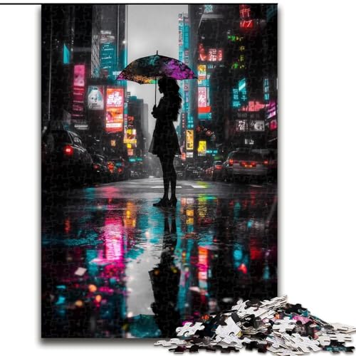 Puzzle mit 1000 Teilen für Erwachsene, Mädchen mit Regenschirm, geeignet für Geburtstage, Halloween, Thanksgiving, Ostern (Größe 26x38cm) von WGLINGX