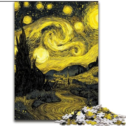 Puzzle mit 1000 Teilen für Erwachsene, Nachthimmel, Van Gogh, 1000-teiliges Puzzle, anspruchsvolles DIY-Denkspiel, interaktive Familienaktivität (Größe 50x75cm) von WGLINGX