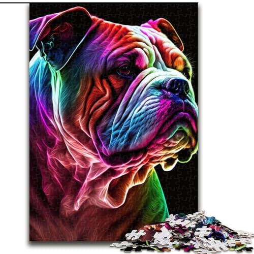 Puzzle mit 1000 Teilen für Erwachsene, Neon-Bulldoggen-Puzzle für Erwachsene, 1000 Teile, anspruchsvolles Denkspiel für Teenager, perfekt als Heimdekoration oder Geschenk, Größe 26x38cm von WGLINGX