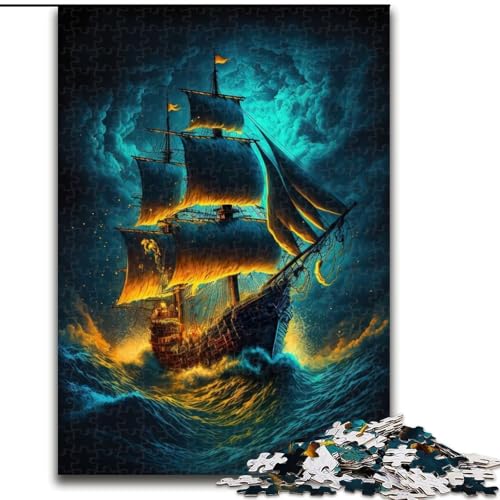 Puzzle mit 1000 Teilen für Erwachsene, Piratenschiff, 1000-teiliges Puzzle-Geschenk, ideal als Dekoration für Zuhause und das Büro, Geburtstag, Größe 26x38cm von WGLINGX