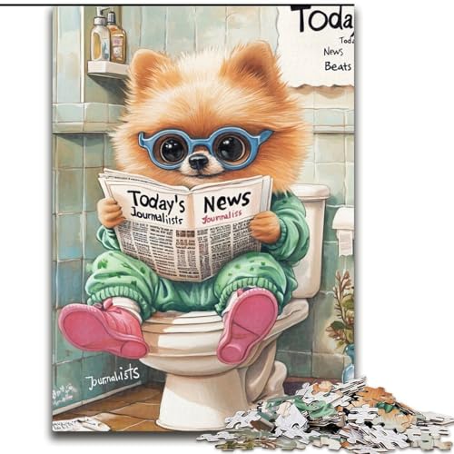 Puzzle mit 1000 Teilen für Erwachsene, Pomeranian Go Toilet, Puzzle für Erwachsene, 1000-teiliges, anspruchsvolles Denkspiel, Spieleabend mit der Familie (Größe 26x38cm) von WGLINGX