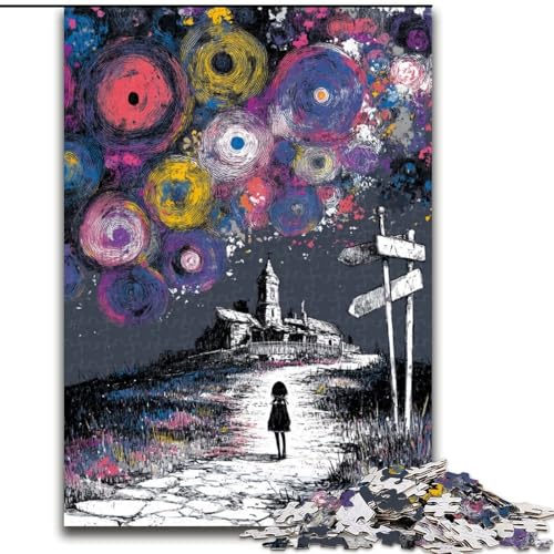 Puzzle mit 1000 Teilen für Erwachsene, Psychedelischer Nachthimmel, geeignet für Geburtstage, Halloween, Thanksgiving, Ostern (Größe 50x75cm) von WGLINGX