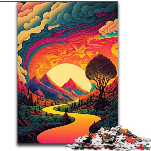 Puzzle mit 1000 Teilen für Erwachsene, Psychedelisches Puzzle für Erwachsene, 1000 Teile, anspruchsvolles Denkspiel für Teenager, perfekt als Heimdekoration oder Geschenk, Größe 26x38cm von WGLINGX