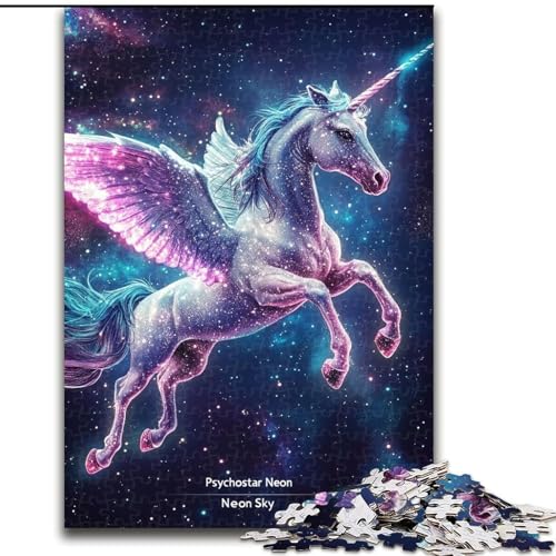 Puzzle mit 1000 Teilen für Erwachsene, Regenbogen-Einhorn-Puzzle, 1000 Teile für Jugendliche ab 14 Jahren, Heimdekoration (Größe 26x38cm) von WGLINGX