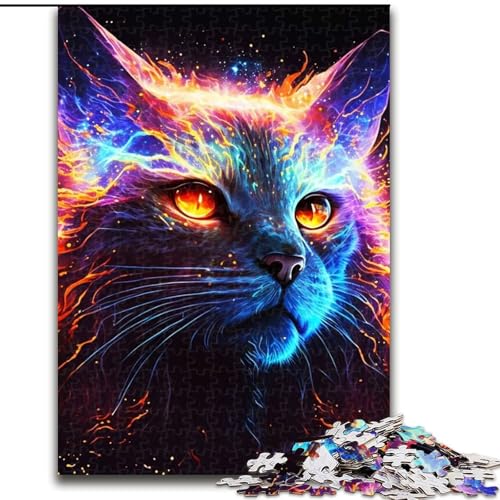 Puzzle mit 1000 Teilen für Erwachsene, Regenbogen-Katzengesicht, Puzzle für Erwachsene, 1000 Teile, anspruchsvolles Denkspiel für Teenager, perfekt als Heimdekoration oder Geschenk, Größe 26x38cm von WGLINGX