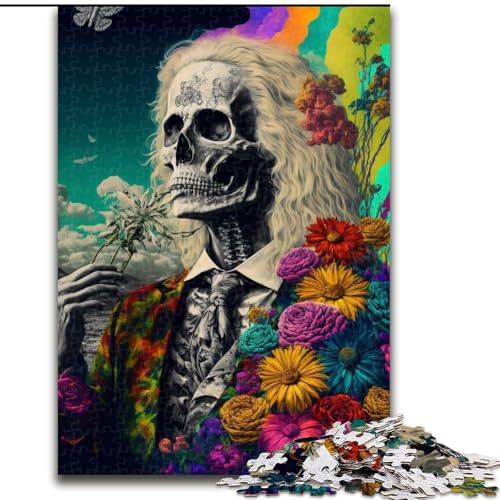 Puzzle mit 1000 Teilen für Erwachsene, Rosenschädel-Puzzle, 1000 Teile für Erwachsene, Kinder ab 14 Jahren (Größe 26x38cm) von WGLINGX