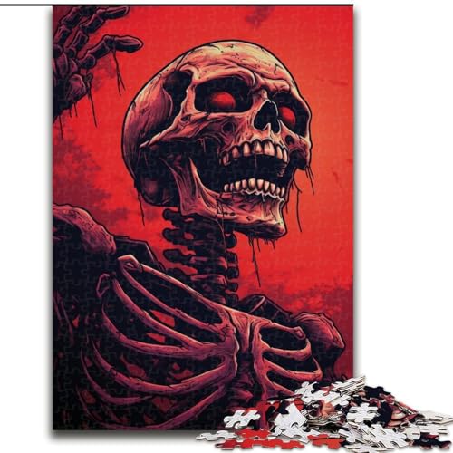 Puzzle mit 1000 Teilen für Erwachsene, Roter Totenkopf, 1000-teiliges Puzzle, Lernspielzeug (Größe 50x75cm) von WGLINGX