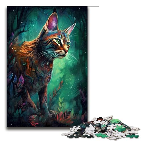 Puzzle mit 1000 Teilen für Erwachsene, Savannah Cat Sorcery Puzzle, geeignet für Paare für Teenager ab 14 Jahren (Größe 50 x 75 cm) von WGLINGX