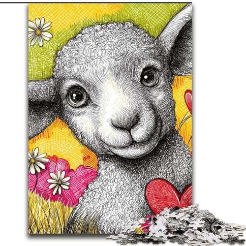 Puzzle mit 1000 Teilen für Erwachsene, Schafe auf der Wiese, geeignet für Geburtstage, Halloween, Thanksgiving, Ostern (Größe 50x75cm) von WGLINGX